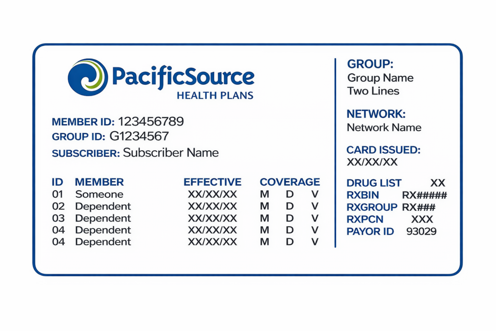 PacificSource insurance card